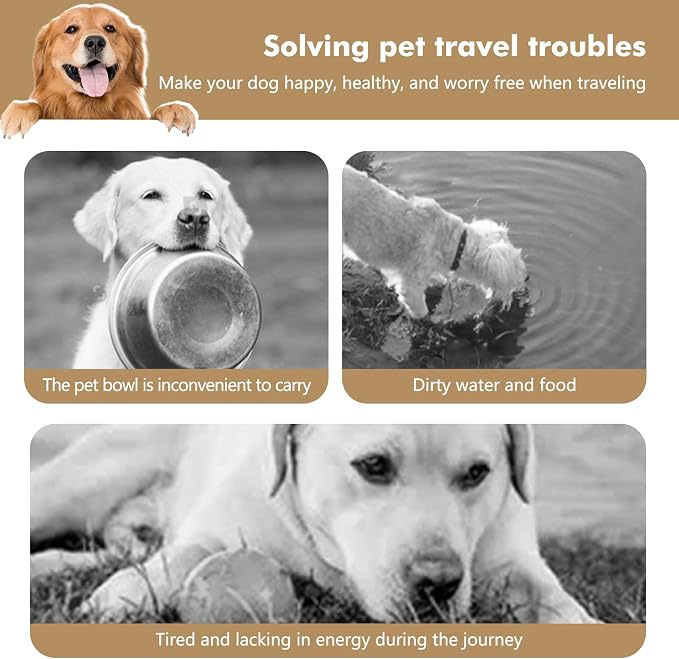 Collapsible Dog Bowls, Travel Food and Water Double Bowl for Cats & Dogs, 2-in-1 Portable BPA-Free Feeding Solution, Perfect for Traveling, Camping & Walking (L/ 100oz)