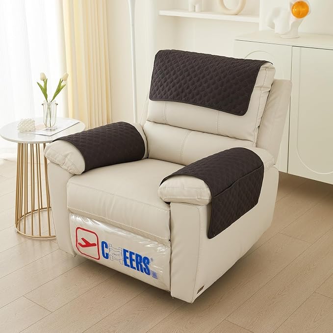 XMAYODS 3 Pcs Recliner Covers Sherpa Arm Covers for Recliner Chair with Storage Pockets Headrest Cover for Recliner Chair Armchair Slipcovers for Sofa Recliner Protector (Color : #8)
