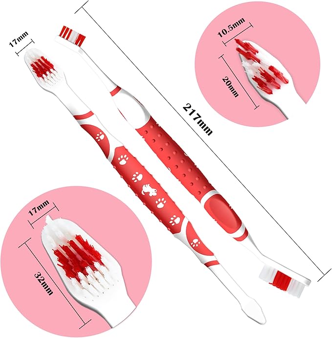 Dog Toothbrush pet Toothbrush Finger Toothbrush Small to Large Dogs,Cats with Soft Bristles Non Slip Dual Head Dog Toothbrush