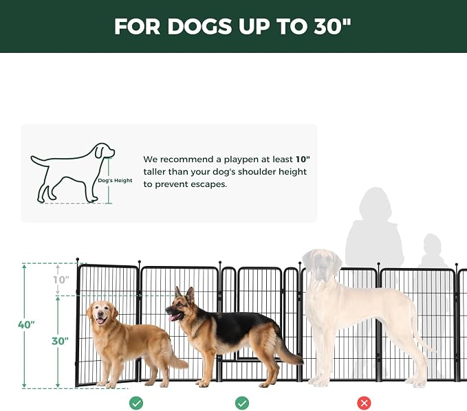 FXW Rollick Dog Playpen with RV Step Grid, 40" H, 16 Panels | Heavy-Duty & Easy setup Play Area, Helps Close Stair Gaps, Fits 32" RV Step Opening, For Medium & Large Dogs, Patented