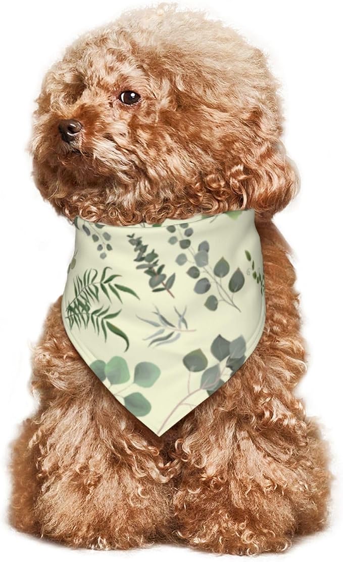 Sage Green Dog Bandana,Adjustable Triangle Bibs Dogs Scarf,Puppy Neckerchief Dog Cat Bib for Spring Summer (Cream Yellow)