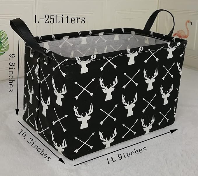 Kid Storage Basket Gift Shelf Basket Toy Storage Bin, Nursery Basket Organizer Box for Children Room Deco With Handles (Deer)