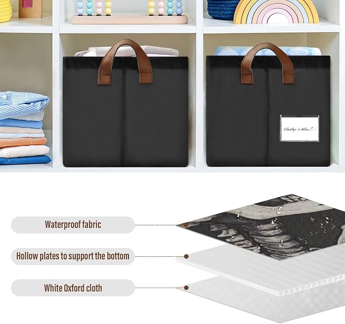 Romantic Skeleton Gothic Valentine's Day Storage Bins for Shelves with Labels&Handles Fabric Organizer Bin Foldable Rectangle Storage Basket Boxes for Closet, Bathroom, Home, Living Room