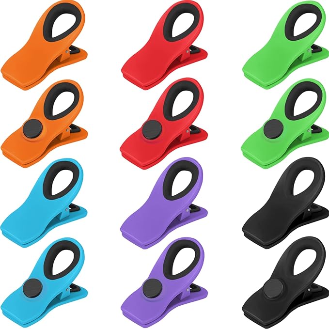 VNDUEEY 12 Pack Magnetic Chip Clips for Food Packages, Kitchen Clips with Magnet for Refrigerator, Plastic Assorted Colors for Food Storage