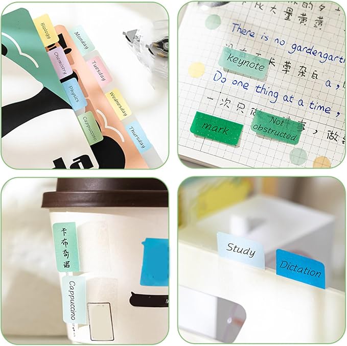 120Count Clear Colorful Page Label Markers Adhesive Notes Writable PET Label for Marking Labeling File Organizers
