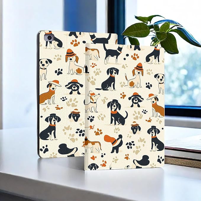 for Microsoft Surface Pro 7 Plus,Surface Pro 7/6/5/4 12.3" Tablet Case,Auto Wake/Sleep,Adjustable Stand Protective Cover - Cartoon Dog Pattern