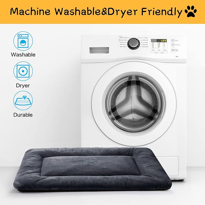 Dog Crate Pad Washable Dog Bed for Crate Small Cozy Mat 24-Inch Dark Gray | Ultra Soft Kennel Pad,Anti-Slip Bottom,Fits for Most Metal Crates,Comfortable Sleeping Pet Mat