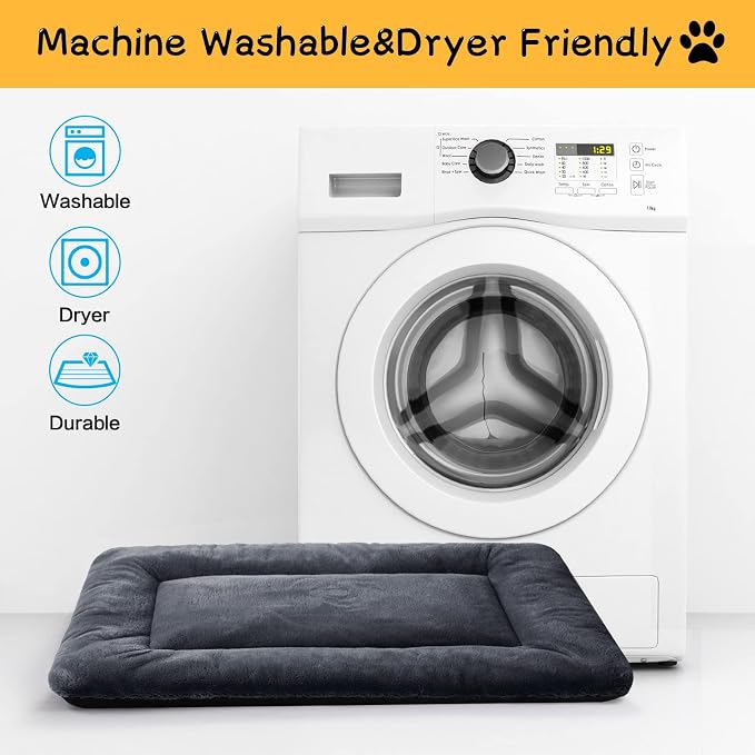 Dog Crate Pad Washable Dog Bed for Crate Large Cozy Mat 42-Inch Dark Gray | Ultra Soft Kennel Pad,Anti-Slip Bottom,Fits for Most Metal Crates,Comfortable Sleeping Pet Mat