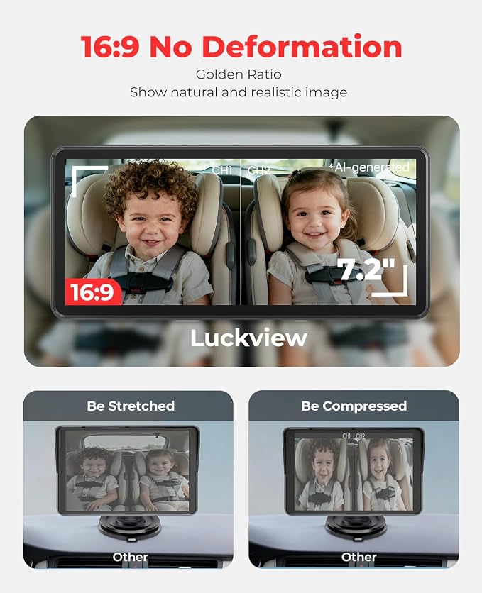 LUCKVIEW BM5PRO Dual Baby Car Camera, Blue 7.2" 1080P Monitor