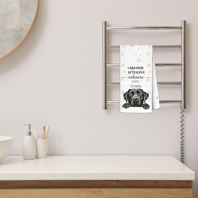 Funny Black Labrador Retriever Kitchen Towels 16x24 Inch, Gifts for Labrador Dog Lovers Decorative Hand Towels for Bathroom, Cute Dog Dish Tea Towel Drying Cloth