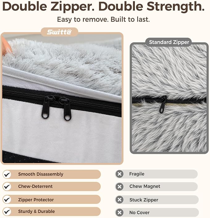 Human Dog Bed for Adult, 71"x48" Large Pet Dog Bed, Light Grey | Adult Dog Bed for Humans with Pillow & Blanket, Fluffle Cloud Dog Bed with Orthopedic Foam Bolster, Durable Zipper, Portable