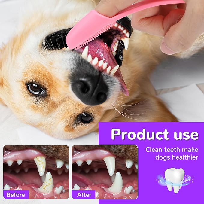 Qianyu Dog Toothbrush Soft Silicone Finger Toothbrush Dog Tooth Brushing Kit Cat Tooth Brush Teeth Cleaning Dental Care for Small and Large Pet 4 Pack