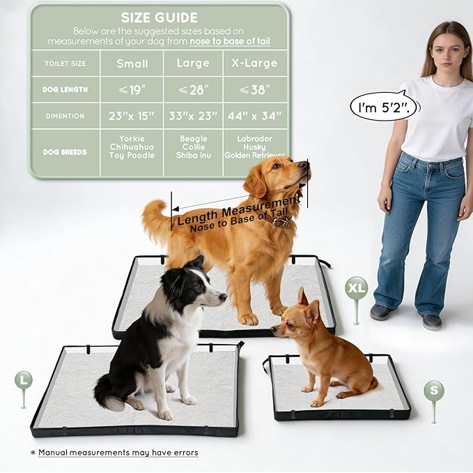 HQ4US 4LEGS Large Portable Dog Pee Pads Foldable Liner Base 33''x23'' Training Pad Holder with Fixing Clips, Waterproof, Easy Clean, Indoor Dog Potty