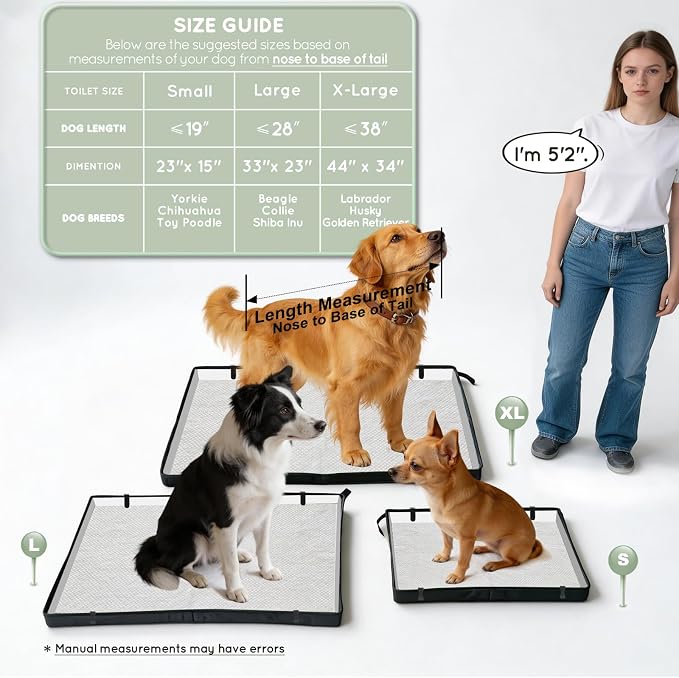 HQ4US 4LEGS Large Portable Dog Pee Pads Holder for Travel, Puppy Pad Holder Foldable Liner Base 44''x34'' Training Pad Holder with Fixing Clips, Dog Litter Box Waterproof, Easy Clean,Indoor Dog Potty