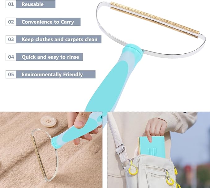 Pet Hair Remover, Cat and Dog Hair Remover Portable Reusable Remover Tool, Carpet Rake, Lint Remover, Two Different Sizes of Removal Tools for Sofas, Carpets, Clothes and Pet Towers, Versatile Usage