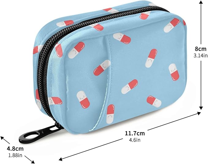 Ollabaky Cute Pills and Capsules Pill Organizer Travel Pill Cases Bag Portable Pill Container 7 Days Pill Box Organizer Vitamin Supplement Holder with Zipper for Family Business