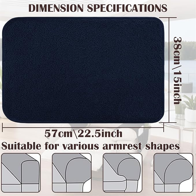 Sherpa Fleece Armrest and Headrest Covers with 2 Pockets | Soft fleece with nonslip silicone backing helps protect leather and fabric furniture from pet scratches machine washable