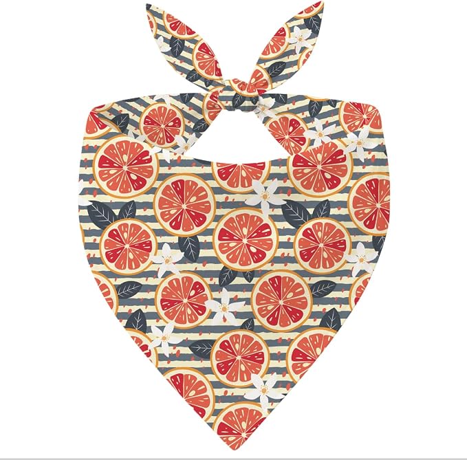 Citrus Slice Dog Bandana for Small Medium Dogs, Fresh Orange Fruit Pet Triangle Scarf, Cute Puppy Accessory for Daily Walks Picnic Birthday Photos