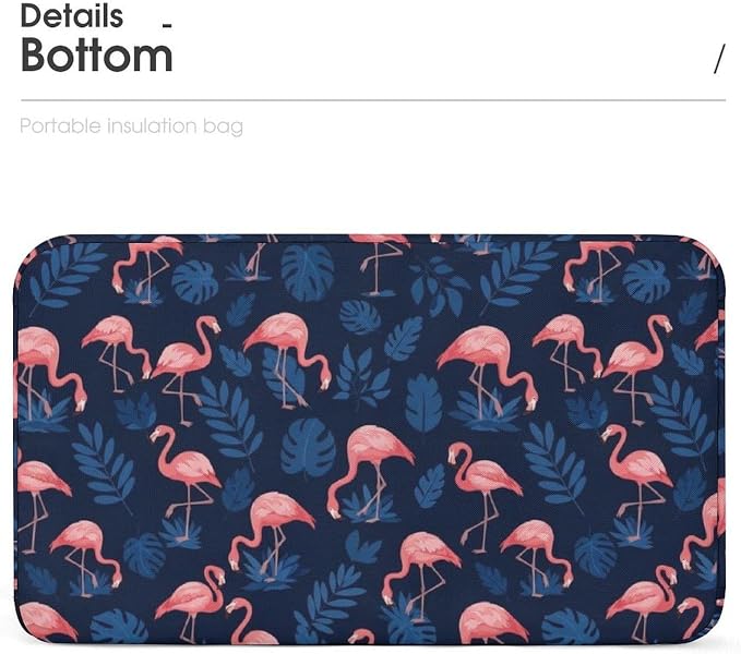 Insulated Lunch Cooler Tote Bag, Tropical Pink Flamingo Blue | Large Capacity, Multi Functional Lunchbox, Leakproof Lunch Bag, for Office Gym Travel, Easy to Clean