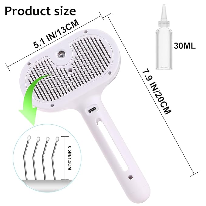 for Dogs & Cats – 3-in-1 FreshFur Shower Brush with Steam, Magic Pet Hair Grooming Tool for Long/Short Fur – Better Dog Bath Brush & Cat Steam Brush for Shedding, Detangling &Deep Cleaning