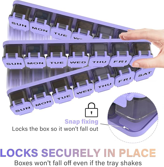 Extra Large Weekly Pill Organizer with 7 Detachable Compartments | XL Pill Organizer, Portable Medicine Pill Organizer for Supplements, Daily Pill Case for Home and Travel
