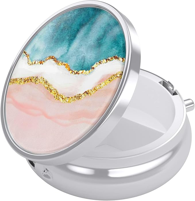 Nipichsha Pill Box, Small Pill Case for Purse & Pocket, Cute Travel Medicine Organizer, Portable Medicine Container Holder to Hold Vitamins, Medication, Fish Oil & Supplement, Pink Gilt | Cute Travel Medicine Organizer, Portable Medicine Container Hold...