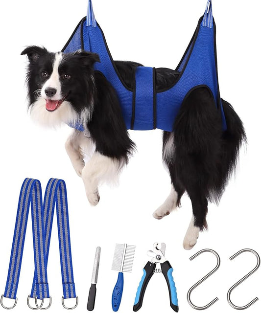Kkiimatt Dog Grooming Hammock XL Size Hanging Harness for Nail Clipping/Trimming, Dog Hammock for Nail Trim with Clipper, Groomin Sling Holder Hanger Wide Strap Sewed
