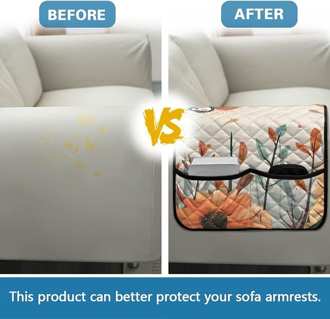 Sofa Arm Covers Stretch Armrest Covers Washable Couch Arm Cover Stains Resistant Recliner Armchair Cover Anti-Slip Armrest Slipcovers Furniture Protector Bird