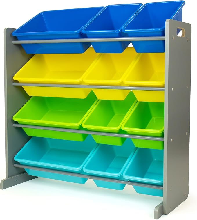 Humble Crew Kids Toy Organizer with 12 Bins, 4 Tier Storage for Playroom