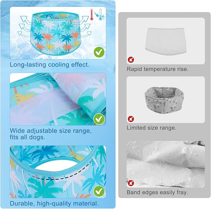 BEAUTYZOO Dog Cooling Bandana for Medium Large Dogs, 2 Pack Instant Cooling Bandanas Breathable Cooling Ice Towel Neck Wraps,Keep Dogs Cool in Hot Summer, Blue Paw L