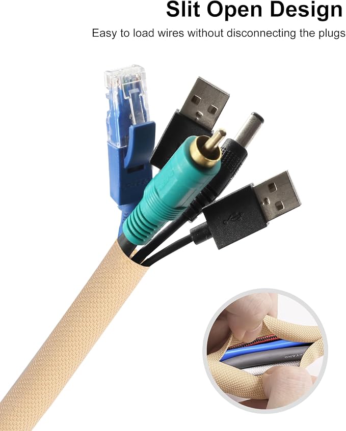 Secbolt Cord Protectors from Pets No Chew, 25FT - 1/2 Inch - Beige | Durable Cord Covers for Pets, Bite-Resistant Wire Protector for Cats, Dogs, Rabbits