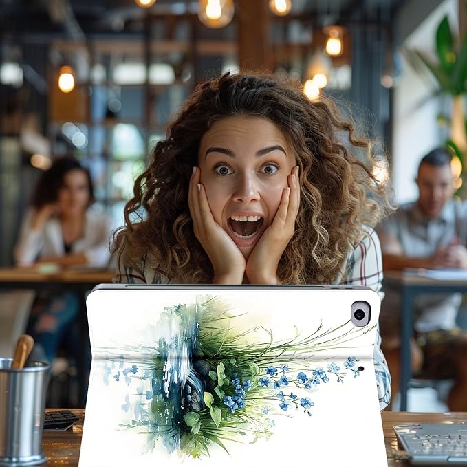 for Microsoft Surface Pro 11/10/9-13" 2024/2022 Tablet Case,Auto Wake/Sleep,Adjustable Stand Protective Cover - Watercolor Blue Flowers