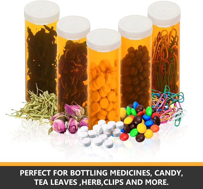 Empty Plastic Pill Bottles with Easy Open Caps (Not Child Resistant), Prescription Medication Vials, Clear Containers Pill Cases Dispenser Organizers (60 Dram, 12pcs)