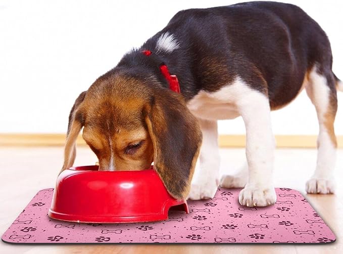 Dog Food Mats,Cat Absorbent Water Bowl Feeding Mats Pet Placemats for Food and Water Spot 16 * 24 inch