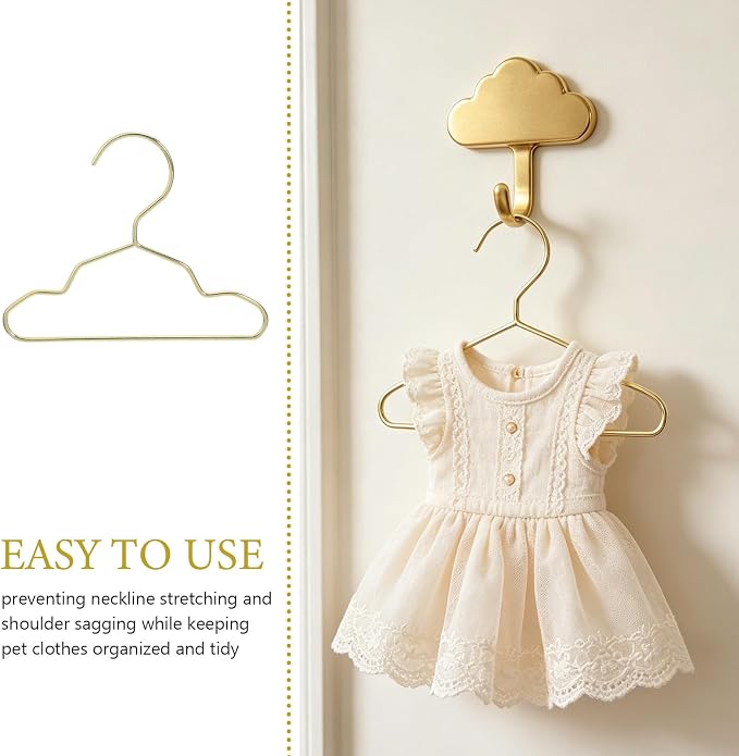 10PCS Small Pet Closet Hanger - Metal Clothing Hanger with Groove - Organizer for Dog Cat Wardrobe Doll Apparel Storage Nursery Kids Room Accessory 15cm/5.9''