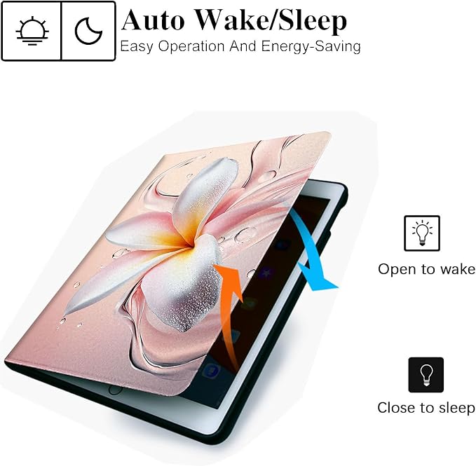 for Microsoft Surface Pro 7 Plus,Surface Pro 7/6/5/4 12.3" Tablet Case,Auto Wake/Sleep,Adjustable Stand Protective Cover - Pink White Frangipani