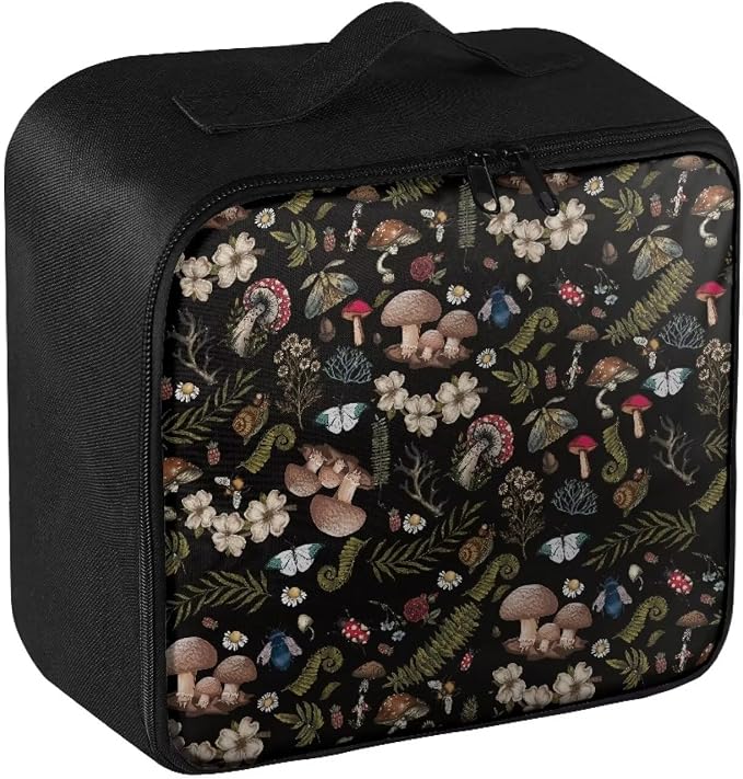 Rnyleeg Black First Aid Kits for Businesses Portable Medical Kit for Car Travel Medicine Bag Organizer Home Medical Supplies Mushroom Butterfly Flower Pattern