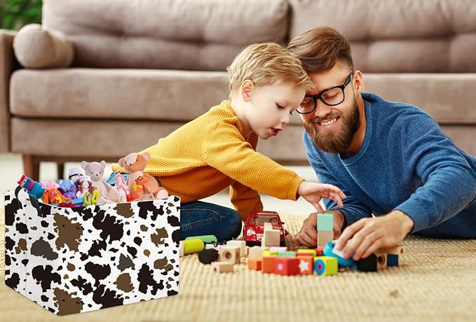 Rectangular Cow Basket Kids Basket Baby Storage Bin Basket Organizer Box for Boys Room Decor(Cow)