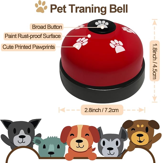2 Pack Dog Door Bells, Dog Doorbell to go Outside Puppy Train Bell for Dogs to Ring to go Potty, Puppy Toilet Training Bell Jingle Bells for Door Knob (Red)