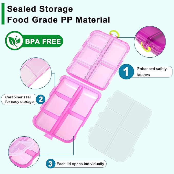 Pill Organizer Travel Medicine Case - Daily Pill Organizer with 144 Labels, Portable Travel Essentials for Medication