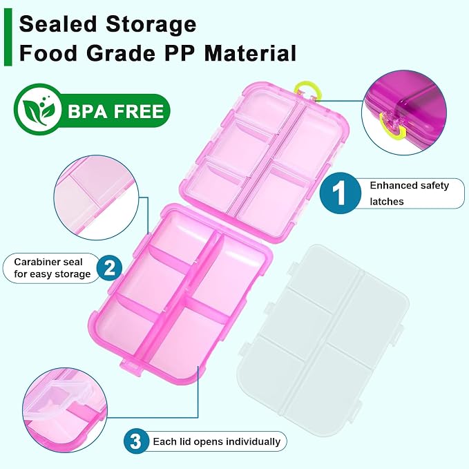 Pill Organizer Travel Medicine Case - Daily Pill Organizer with 144 Labels, Portable Travel Essentials for Medication