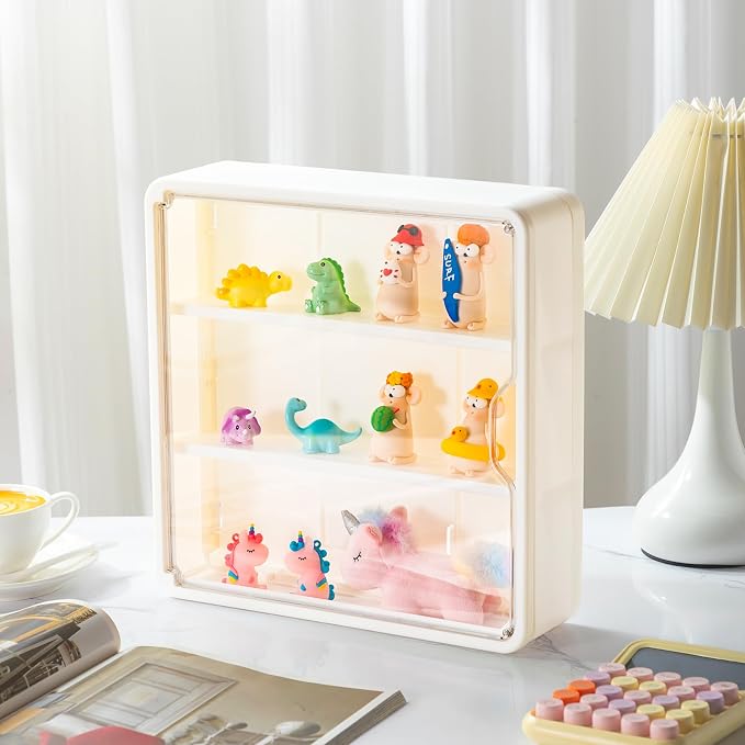 Honeydak 4 Pcs Clear Display Case for Figures Wall-Mounted Doll Storage Box 3Tiers Dust Proof Acrylic Figure Display Case with Magnetic Door for Collectible Mini Figures Toys 11.81 x 11.81 x 3.15 inch