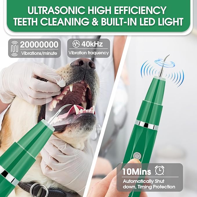 Dog Teeth Cleaning Kit with Pet Oral Spray, Dog Dental Care-Plaque Remover for Teeth, Cleans and Relieves Tooth Sensitivity, Universal for Dogs & Cats, Dark Green
