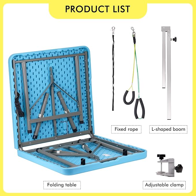 46" Large Dog Grooming Table for Large Dogs | Foldable Pet Grooming Station, Adjustable Height, Portable Drying Table, With Arm Noose for Dogs Cats ﻿