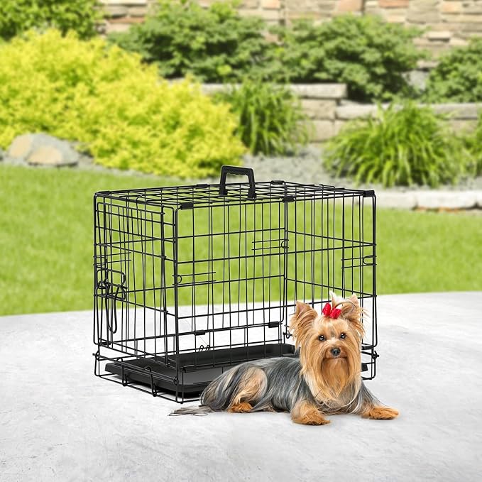 BestPet | Dog Crate | 18" | Black | Foldable Metal Kennel with Single Doors | Secure Slide-Bolt Latches, Leakproof Tray | Portable Dog Cage for Small Breeds | for Travel, Indoor & Outdoor Use