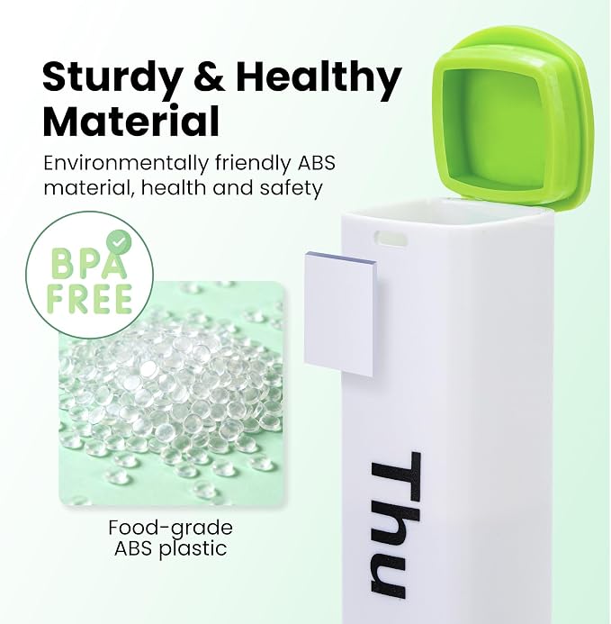 CAidRE 4 Week Medication Organizer, White Large Pill Case 2 Times a Day | Monthly AM PM Dispenser with Moisture Proof Seal for Supplements, Portable Daily Pods, Minimalist Look for Easy Reading