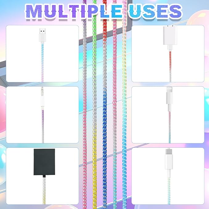 Friends 10 Pcs Cord Protectors from Pets No Chew 43.3'',Mixed Colors | Spiral Cable Protector, Phone Charger Cover, Data Cable Protective Sleeve Chew Proof, USB Wire Cover Stylish, Cat Dog Rabbit