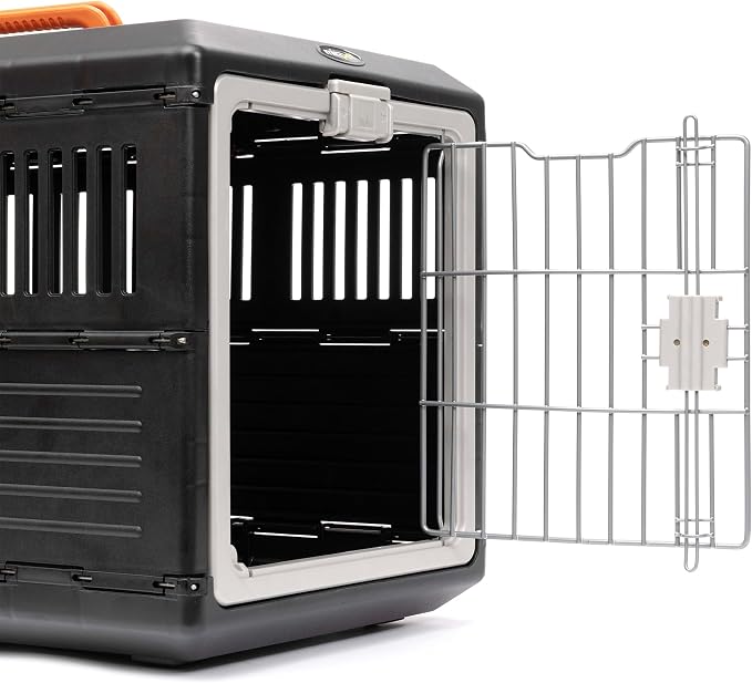 USA Pet Carrier & Crate - Premium Collapsible Design for Cats and Dogs - Portable Kennel for Small Pets - Indoor/Outdoor (Medium Model A (26'')), Dark Gray