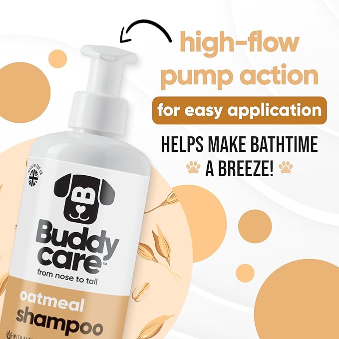 Buddycare Oatmeal Dog Shampoo for Smelly Dogs (16.90oz) - Hypoallergenic & Itch Relief Formula, Gentle on Sensitive Skin, Includes Dog Shampoo and Conditioner - Essential Dog Grooming Supplies