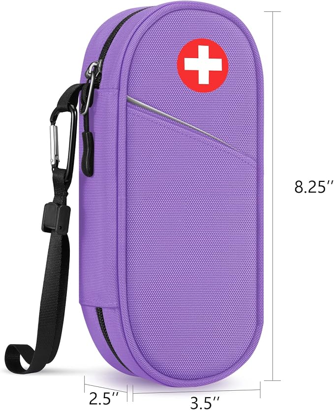 SITHON EpiPen Medical Carrying Case Insulated, Travel Medication Organizer Bag Emergency Medical Pouch Holds 2 EpiPens, Asthma Inhaler, Anti-Histamine, Auvi-Q, Allergy Medicine Essentials, Violet | Emergency Medical Travel Pouch Holds 2 EpiPens, Asthma...